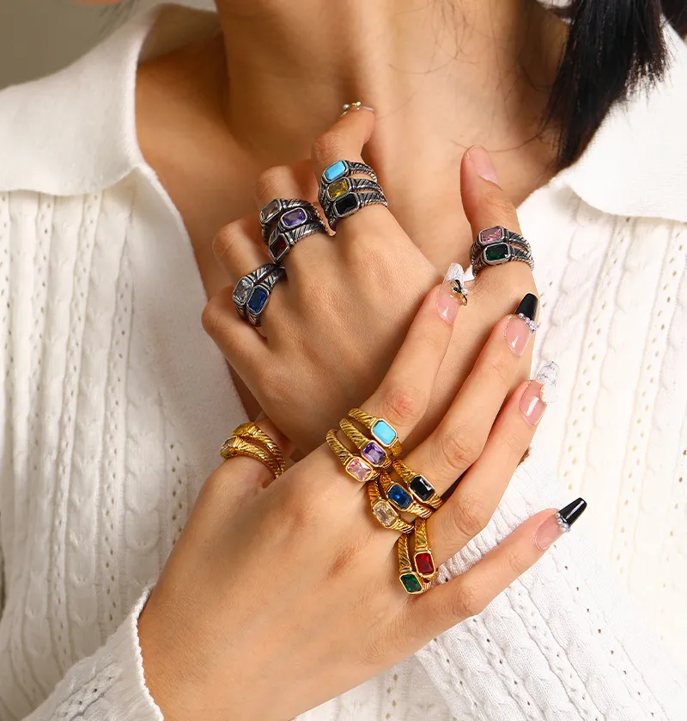 Black zircon silver anti tarnish ring