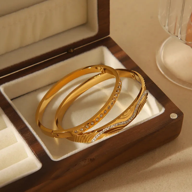 Daily wear zircon sparkled anti tarnish gold plated bracelet