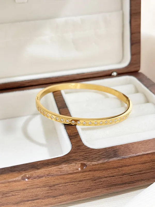 Daily wear zircon sparkled anti tarnish gold plated bracelet