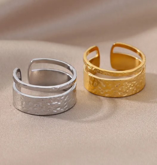 Chunky adjustable gold plated ring