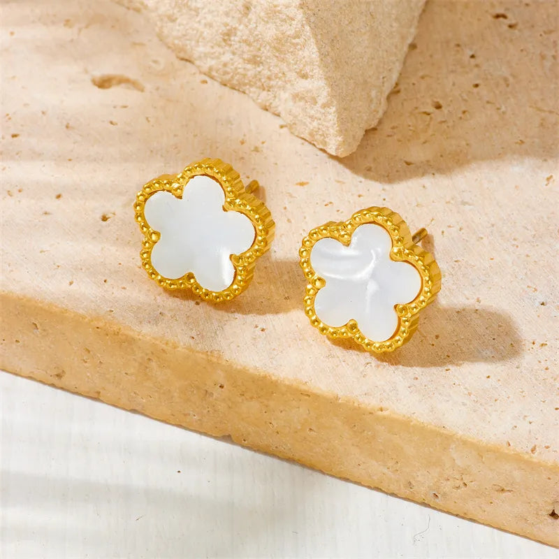 White resin anti tarnish earings