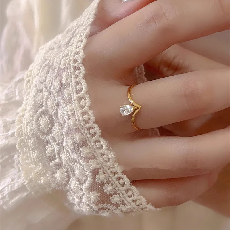 Simple elegant gold plated zircon ring