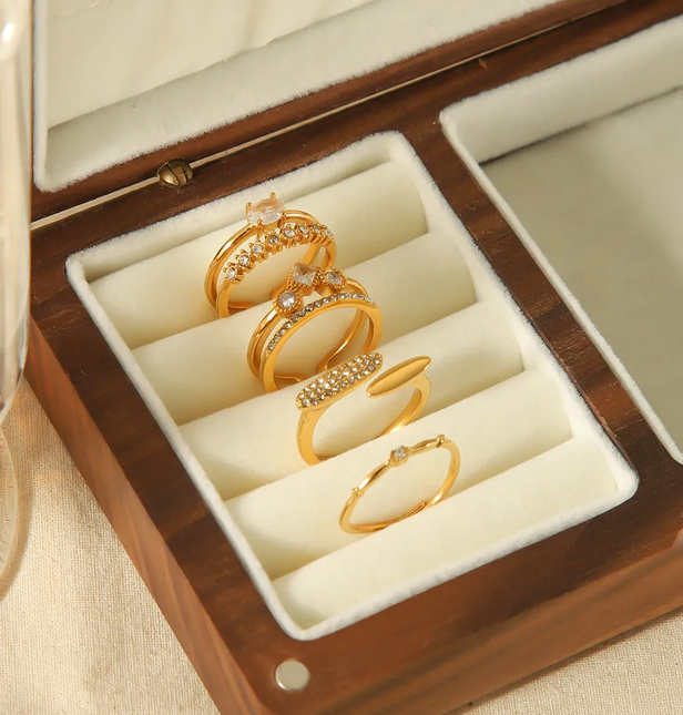 Dainty diamond gold plated adjustable ring