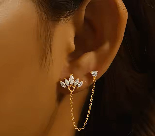 Exclusive high end pair of pierced chain studs