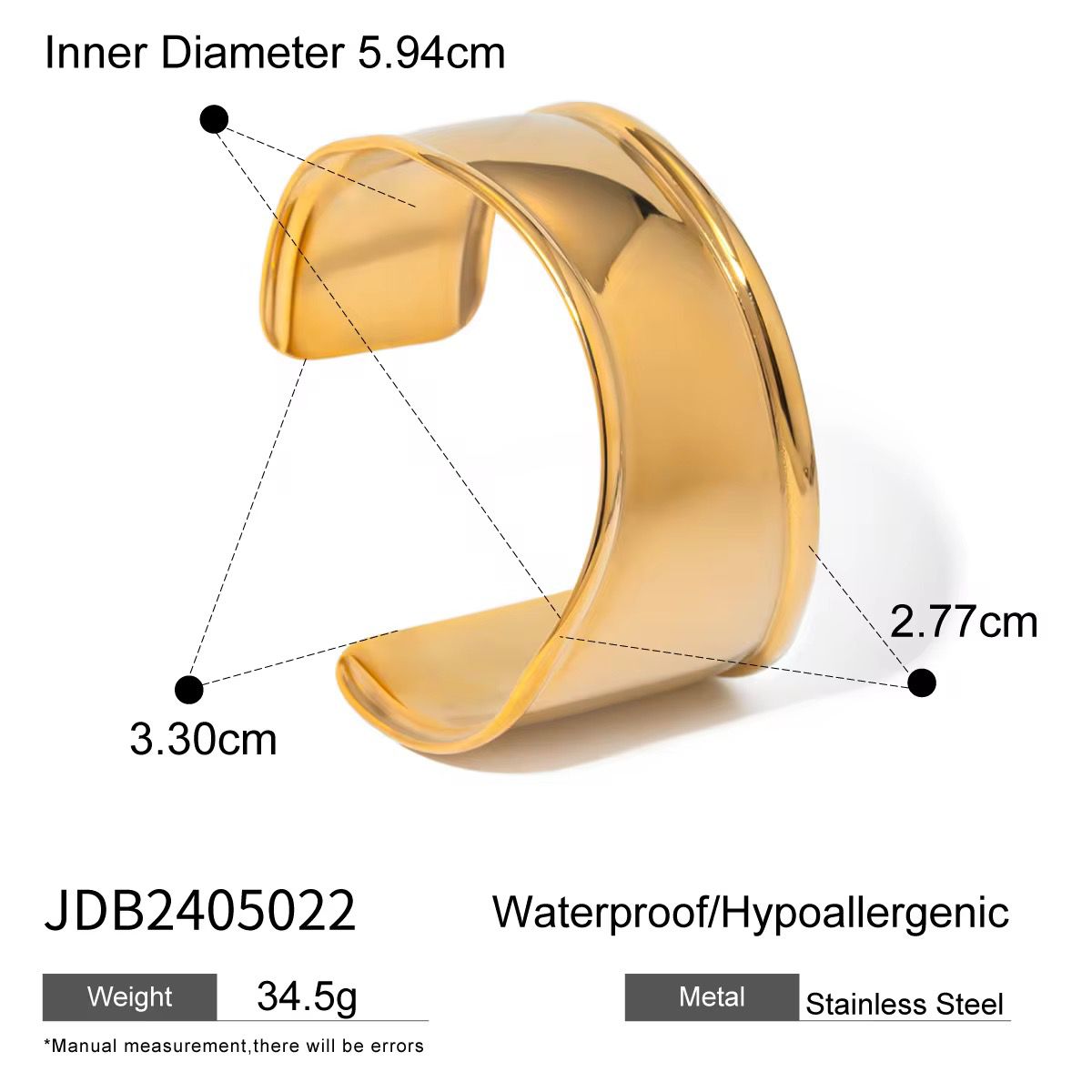 High quality stainless steel golden cuff