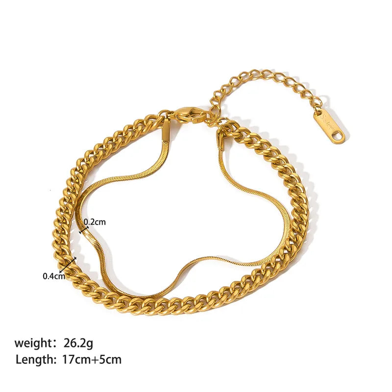Ultra Luxe Dual layered pvd gold plated solid chain bracelet