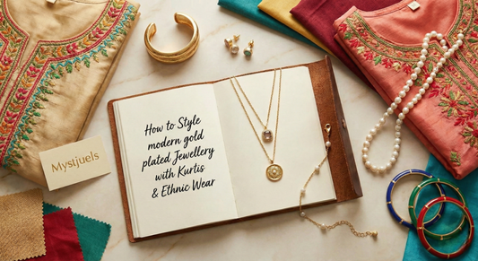 How to Style Gold Plated Jewellery with Kurtis & Ethnic Wear | Myst Juels