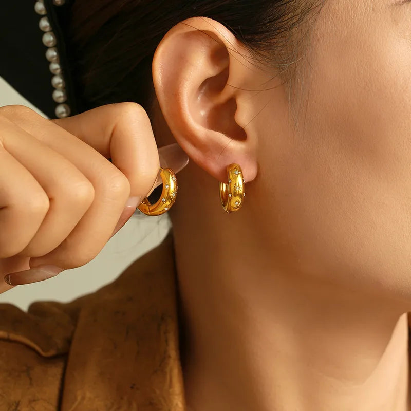 Gold star stainless steel gold plated earrings