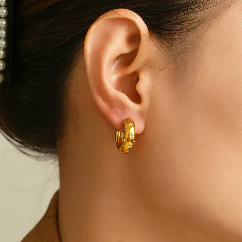 Gold star stainless steel gold plated earrings