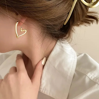 Open Heart Hoop Earrings – Anti-Tarnish Stainless Steel
