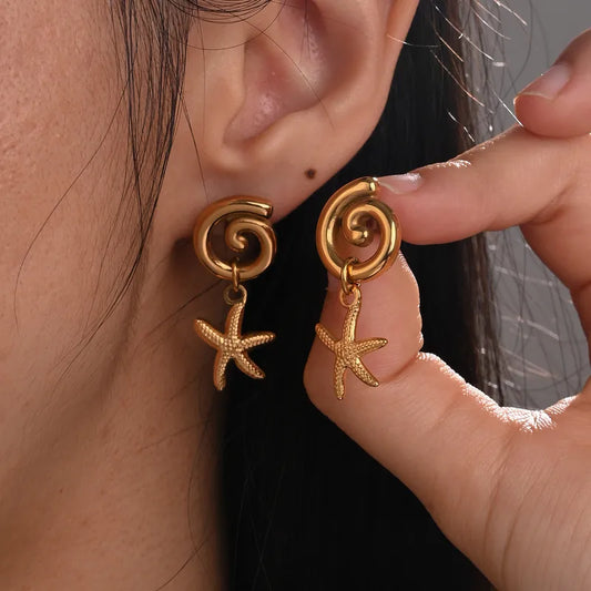 Premium starfish gold plated earrings