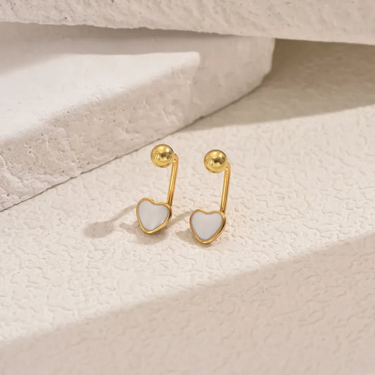 Heart enamel minimal stainless steel stud
