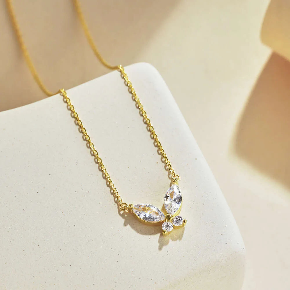 Luxe Crystal butterfly stainless steel necklace