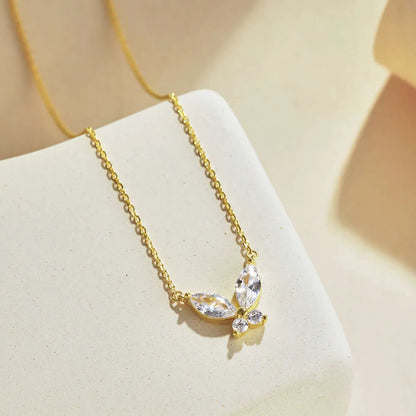Luxe Crystal butterfly stainless steel necklace