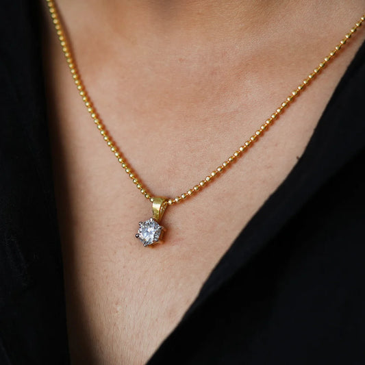 Premium White zircon in a beaded gold plated chain