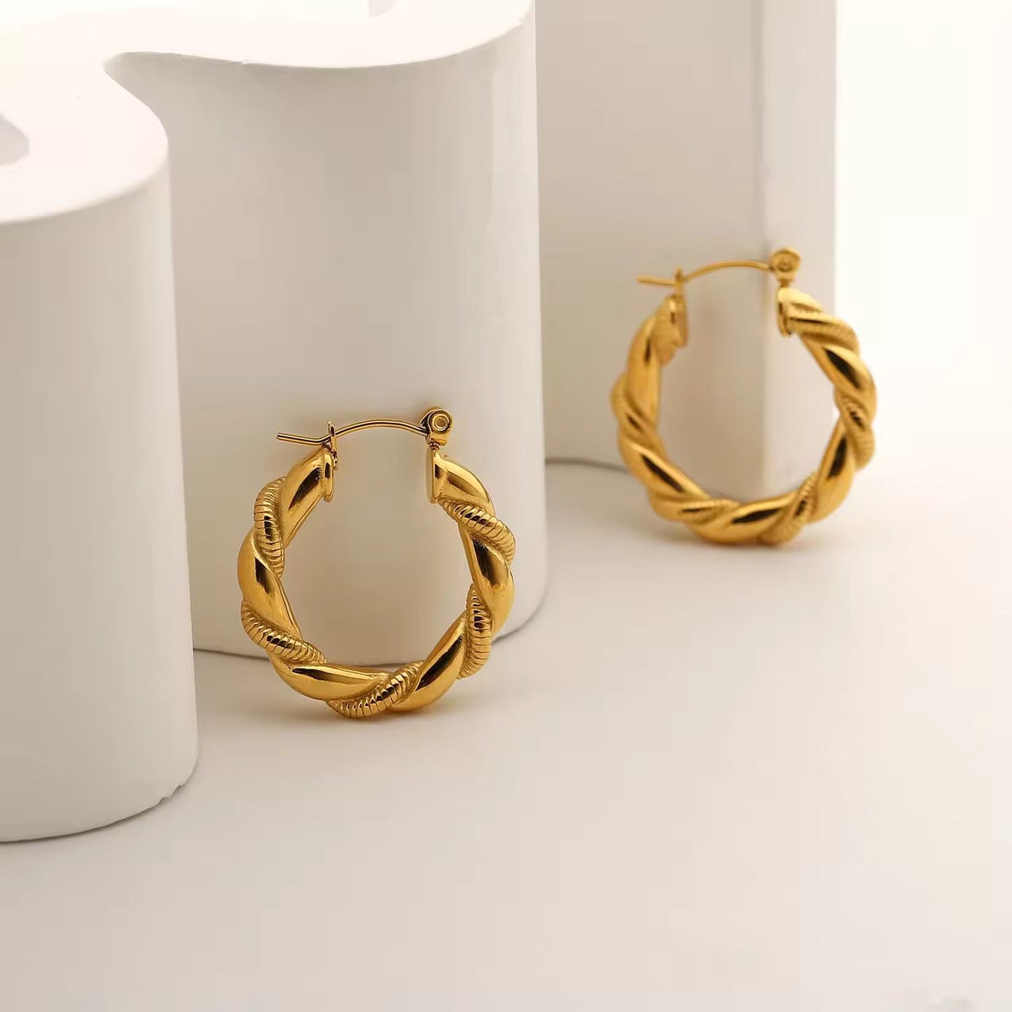 Luxurious Twisted stainless steel earrings