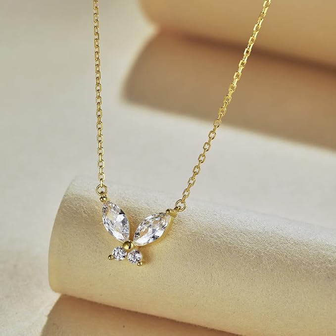 Luxe Crystal butterfly stainless steel necklace