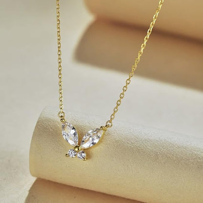 Luxe Crystal butterfly stainless steel necklace