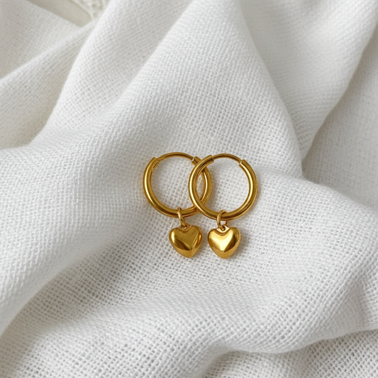 Golden heart anti tarnish earrings
