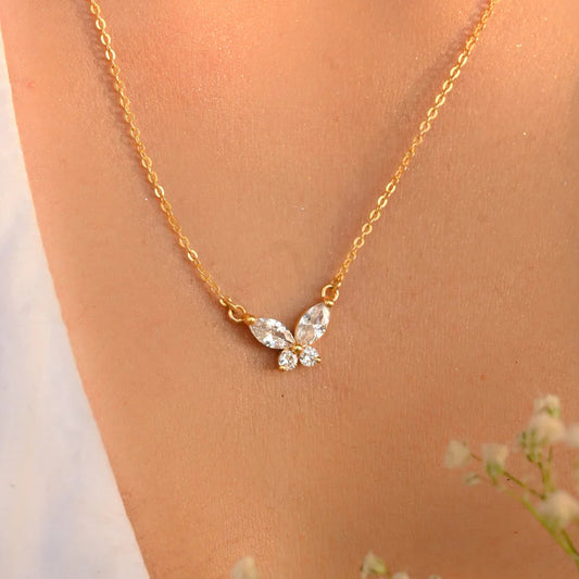 Luxe Crystal butterfly stainless steel necklace