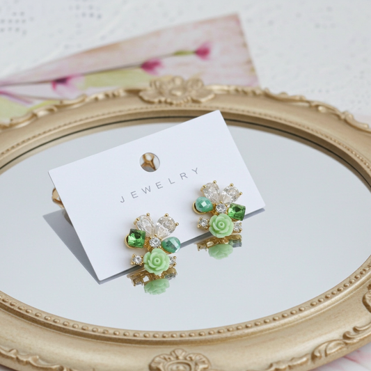 Luxury classy zircon and flower studs