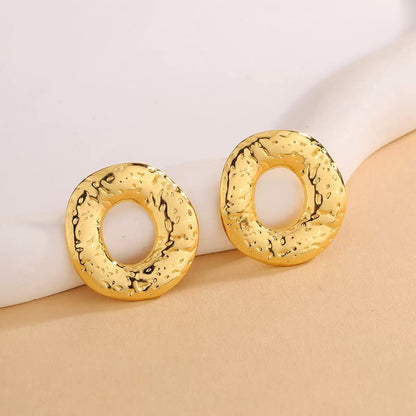 Aura Melt Textured Stud Earrings – Anti-Tarnish Gold Finish