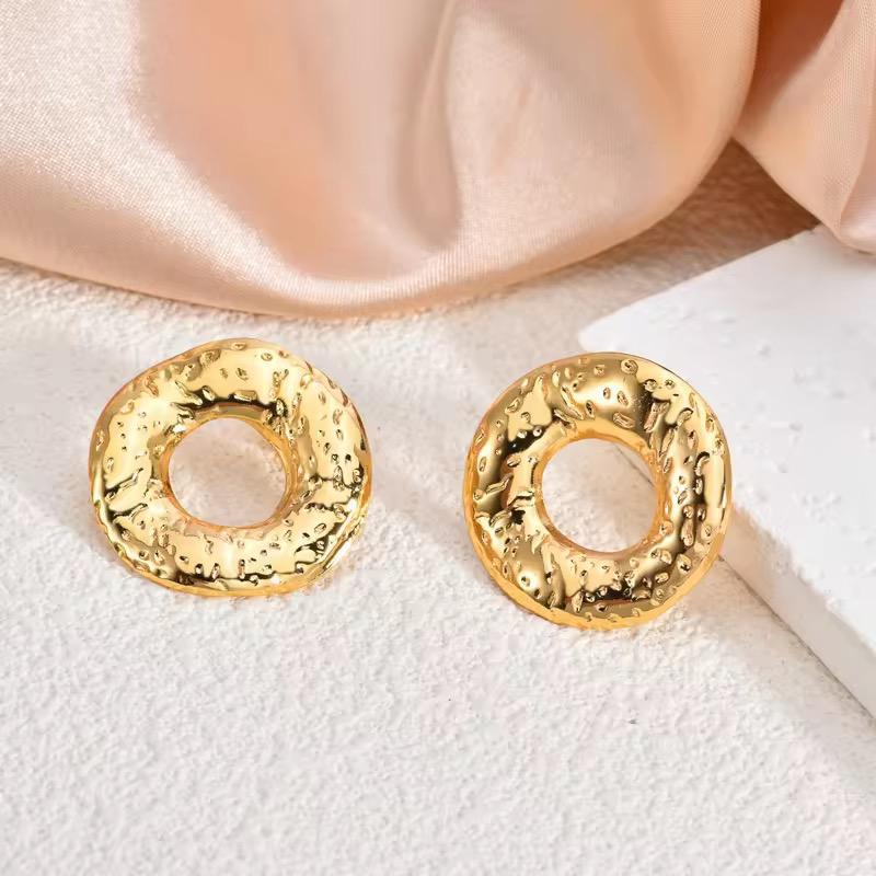 Aura Melt Textured Stud Earrings – Anti-Tarnish Gold Finish