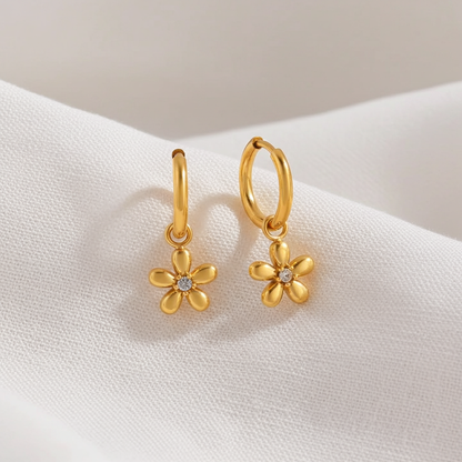 High-end Zircon in a golden flower earings