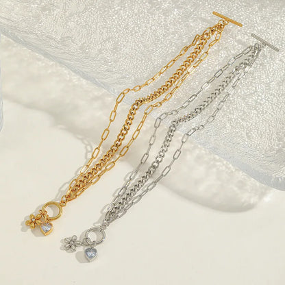 Multiple charms stainless steel bracelet