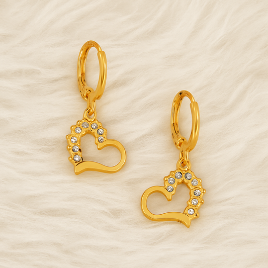 Ultra fine Delicate heart drop earrings