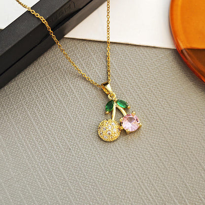 Cherry Glow Pendant Necklace – Anti-Tarnish PVD Stainless Steel