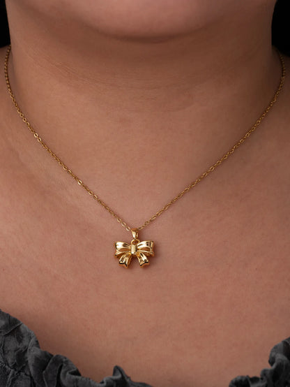 Premium Golden bow charm anti tarnish necklace