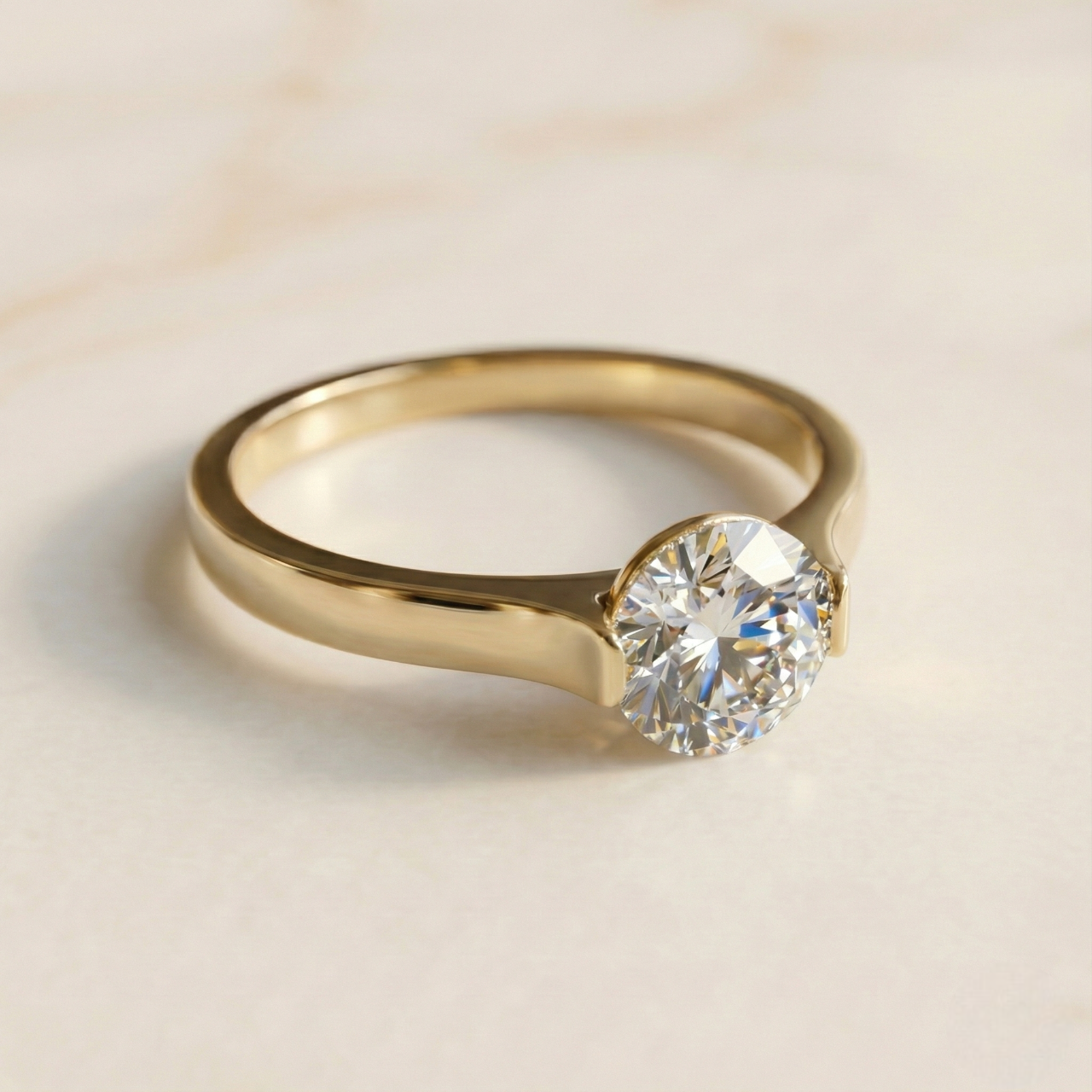 Classic Solitaire Crystal Ring for Women – Gold PVD Stainless Steel Ring | Myst Juels