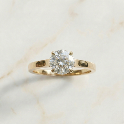 Classic Solitaire Crystal Ring for Women – Gold PVD Stainless Steel Ring | Myst Juels