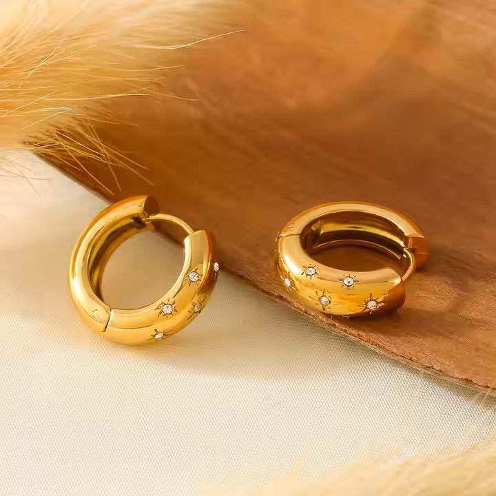 Gold star stainless steel gold plated earrings
