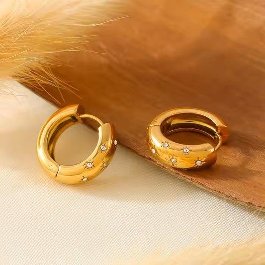 Gold star stainless steel gold plated earrings