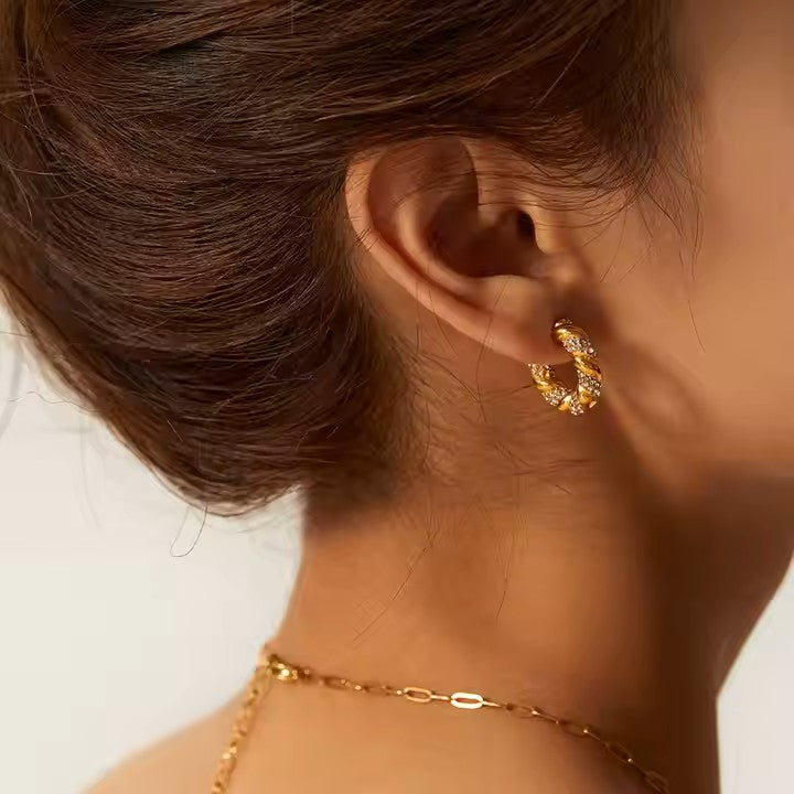 Twisted rope chain anti tarnish earrings