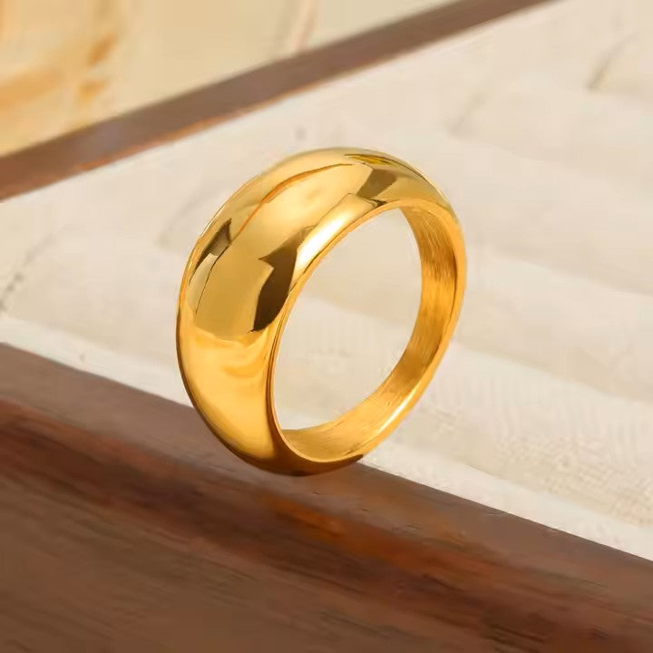 Chunky stainless steel 18K gold plated ring
