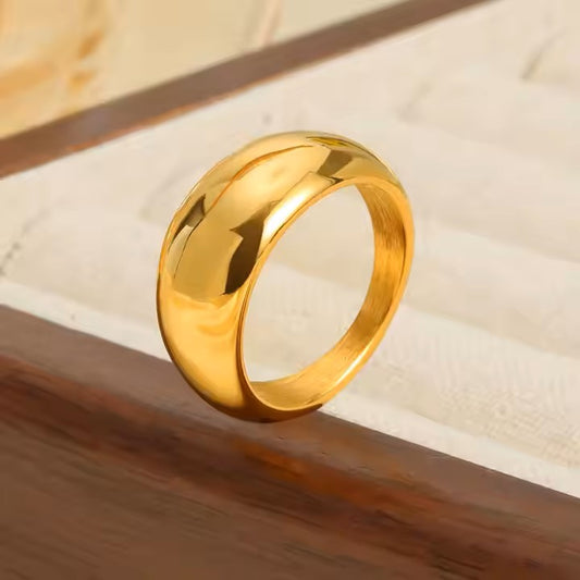 Chunky stainless steel 18K gold plated ring