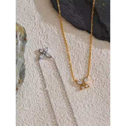 Luxe Crystal butterfly stainless steel necklace