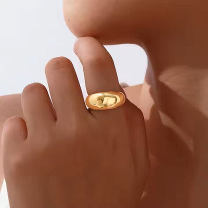 Chunky stainless steel 18K gold plated ring