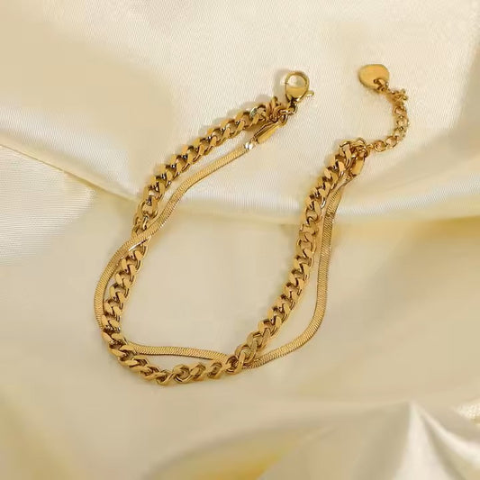 Ultra Luxe Dual layered pvd gold plated solid chain bracelet