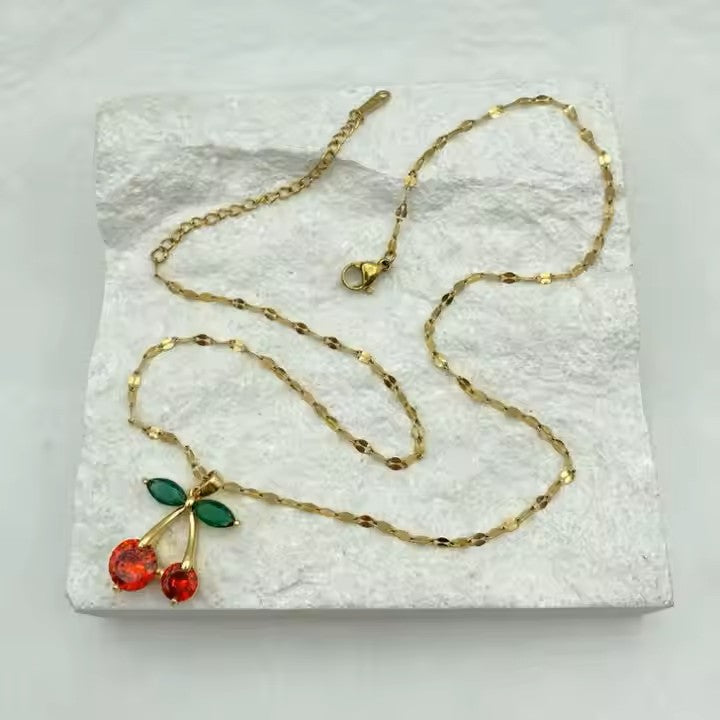 Ultra Premium Cherry zirconia pendant necklace