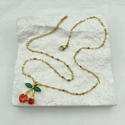 Ultra Premium Cherry zirconia pendant necklace