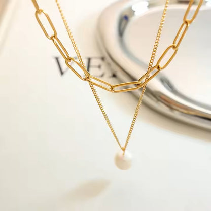 premium Double layered pearl anti tarnish necklace