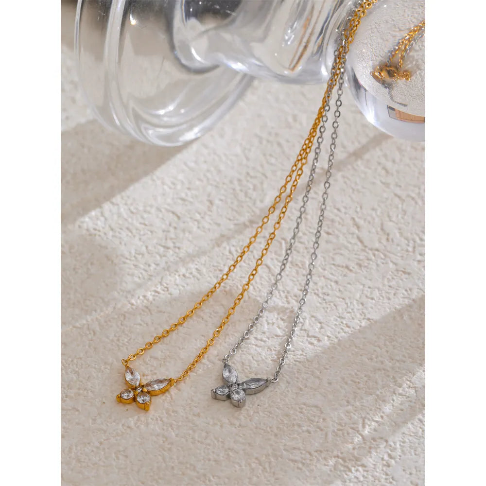 Luxe Crystal butterfly stainless steel necklace