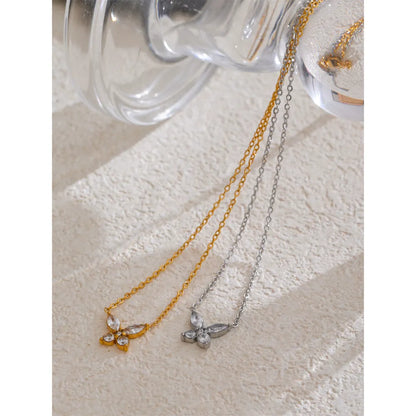 Luxe Crystal butterfly stainless steel necklace