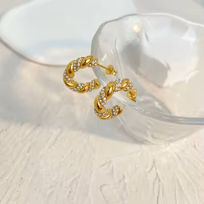 Twisted rope chain anti tarnish earrings
