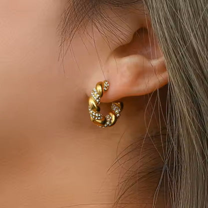 Twisted rope chain anti tarnish earrings