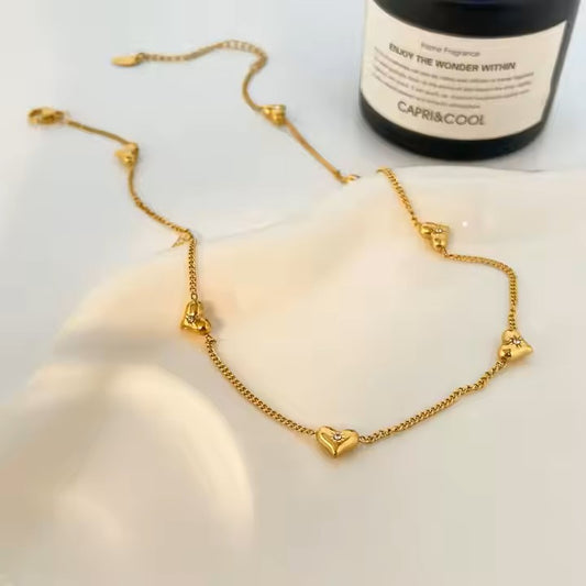 Premium Celestial heart chain pvd gold plated necklace